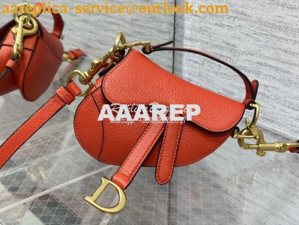 Replica Dior Micro Saddle Bag with Strap Orange Goatskin S5685 5