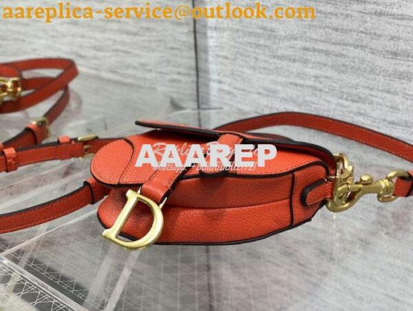 Replica Dior Micro Saddle Bag with Strap Orange Goatskin S5685 7