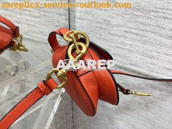 Replica Dior Micro Saddle Bag with Strap Orange Goatskin S5685 8