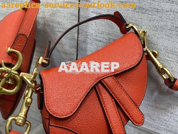 Replica Dior Micro Saddle Bag with Strap Orange Goatskin S5685 9