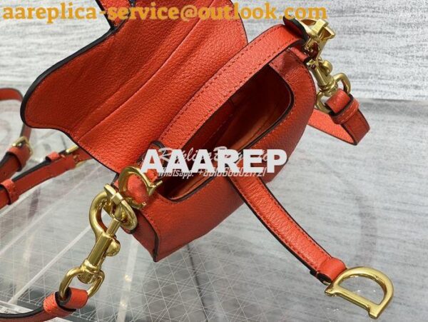 Replica Dior Micro Saddle Bag with Strap Orange Goatskin S5685 10