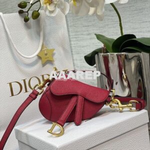 Replica Dior Micro Saddle Bag with Strap Pink Goatskin S5685