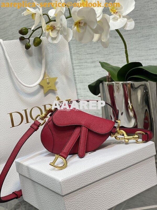 Replica Dior Micro Saddle Bag with Strap Pink Goatskin S5685 3