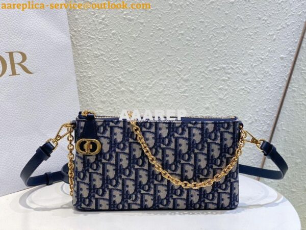 Replica Dior Midi Mini Bag Cannage Blue Oblique Jacquard S6006 3