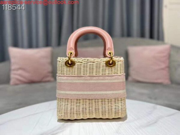 Replica Dior M0565 Medium Lady Dior Bag Natural Wicker Pink 4