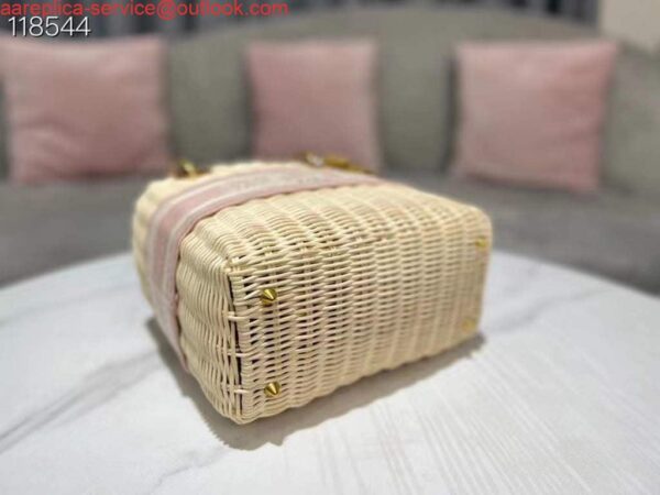 Replica Dior M0565 Medium Lady Dior Bag Natural Wicker Pink 6