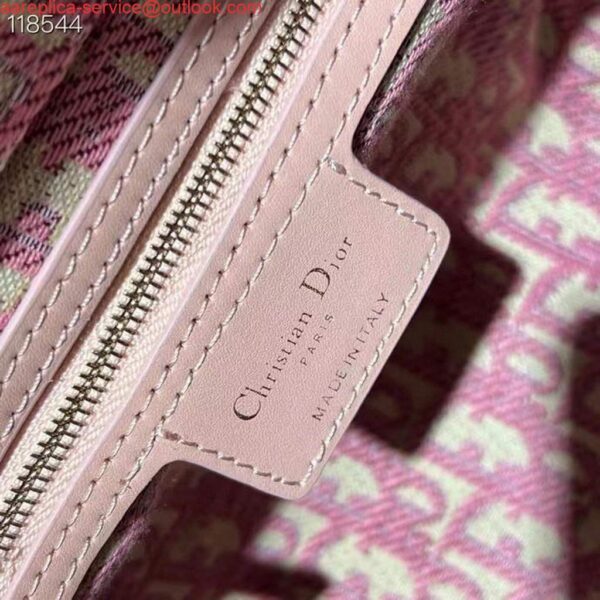 Replica Dior M0565 Medium Lady Dior Bag Natural Wicker Pink 10