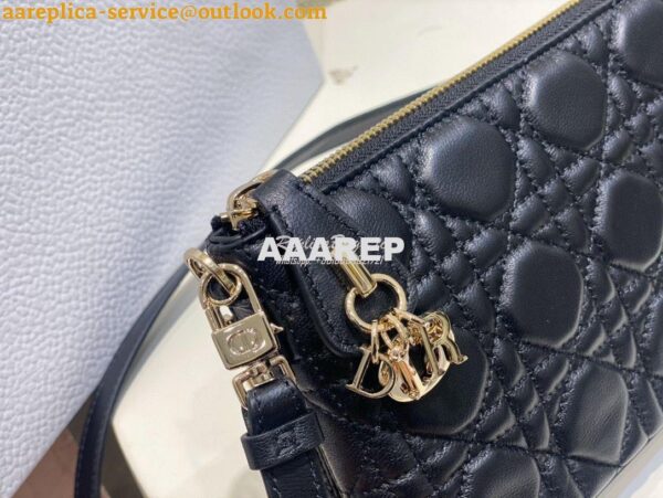 Replica Dior Midi Mini Bag Cannage Lambskin S6006 Black 8