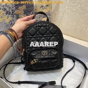 Replica Dior Mini Backpack Black Cannage Lambskin M9222U