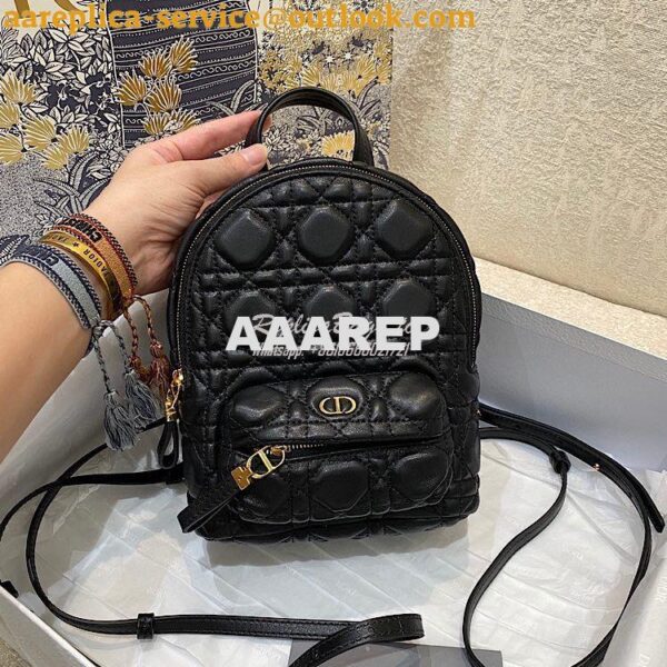 Replica Dior Mini Backpack Black Cannage Lambskin M9222U 3