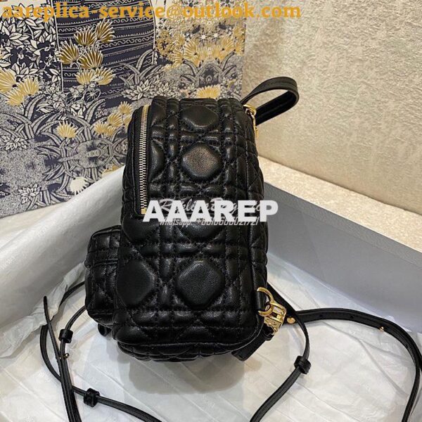 Replica Dior Mini Backpack Black Cannage Lambskin M9222U 7