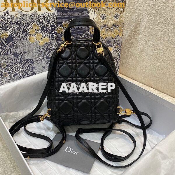 Replica Dior Mini Backpack Black Cannage Lambskin M9222U 8