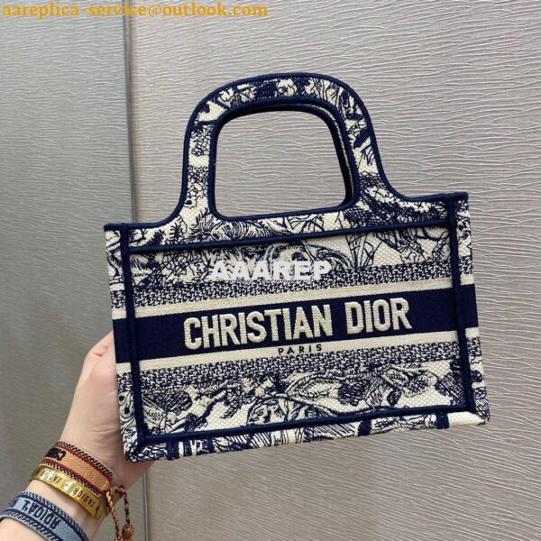 Replica Dior Mini Book Tote Blue Toile de Jouy Embroidery S5475 3