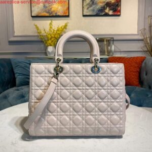 Replica Dior M0566 Large Lady Dior Bag Beige Cannage Lambskin 2