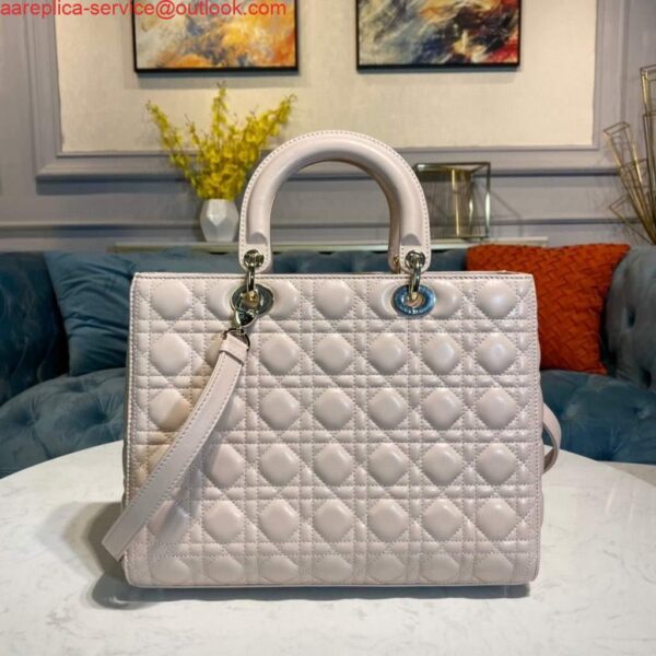 Replica Dior M0566 Large Lady Dior Bag Beige Cannage Lambskin 4