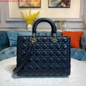 Replica Dior M0566 Large Lady Dior Bag Black Cannage Lambskin 2