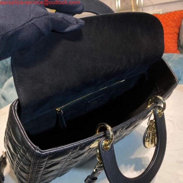 Replica Dior M0566 Large Lady Dior Bag Black Cannage Lambskin 10