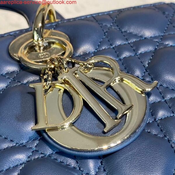 Replica Dior M0566 Large Lady Dior Bag Blue Cannage Lambskin 8