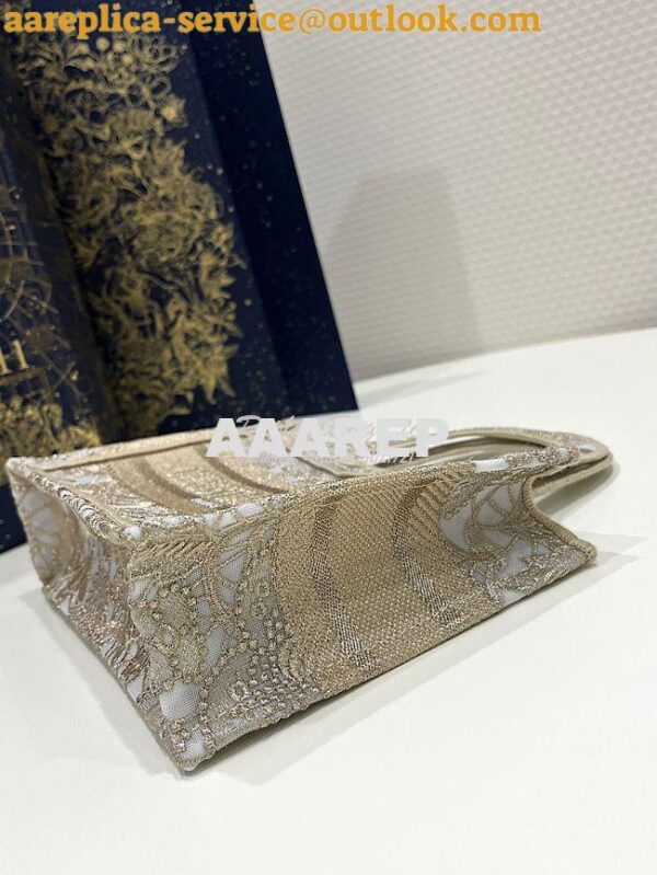 Replica Dior Mini Book Tote S5475 Gold-Tone D-Lace Embroidery with Mac 8