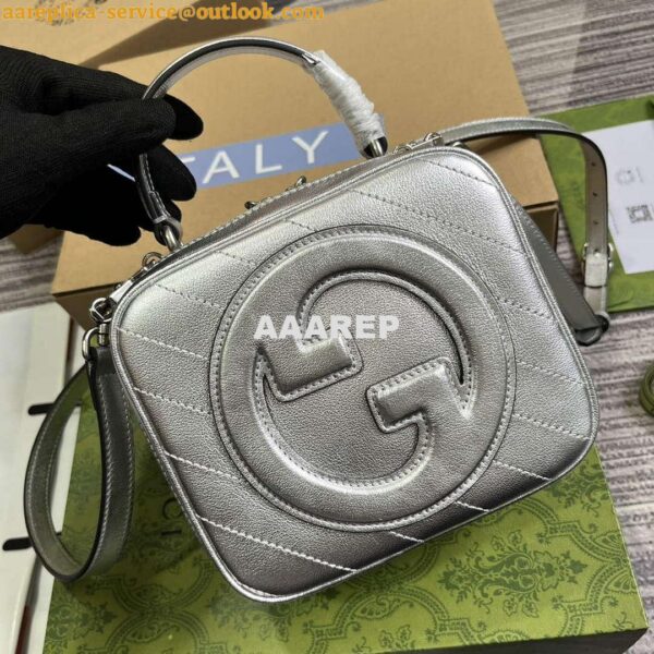 Replica Gucci 744434 Gucci Blondie Top Handle Bag Silver 5