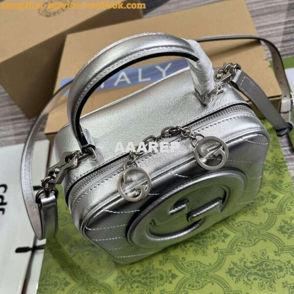 Replica Gucci 744434 Gucci Blondie Top Handle Bag Silver 6