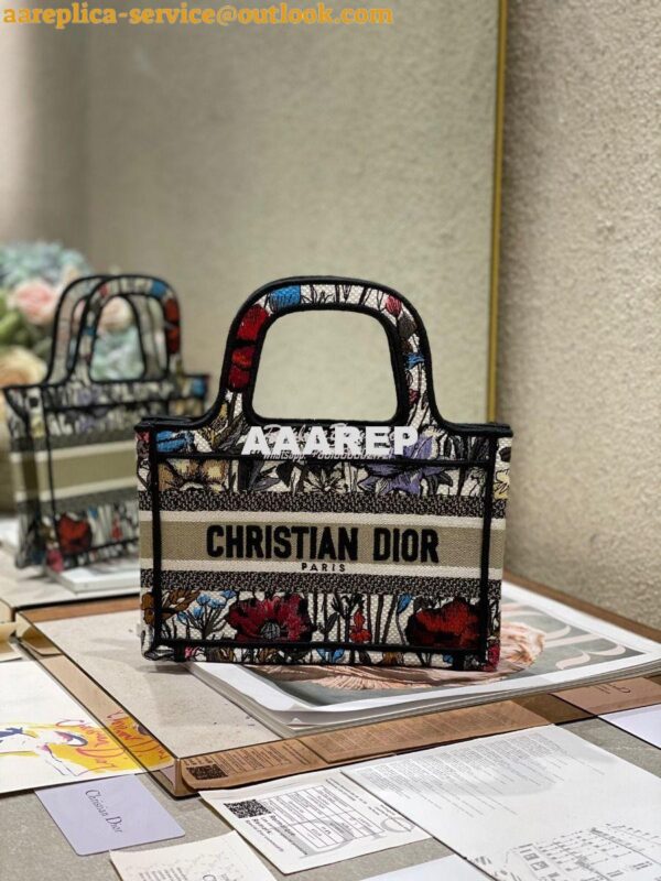 Replica Dior Mini Book Tote S5475 Multicolor Mille Fleurs Embroidery 3