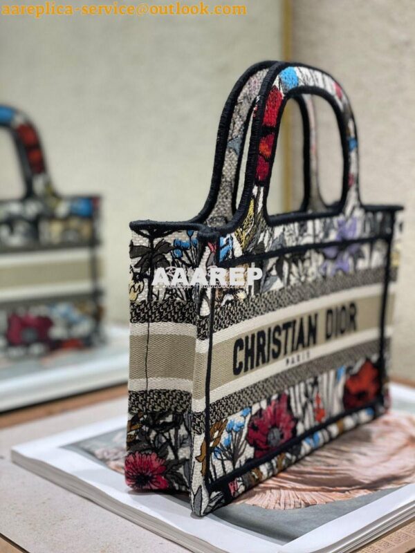 Replica Dior Mini Book Tote S5475 Multicolor Mille Fleurs Embroidery 5