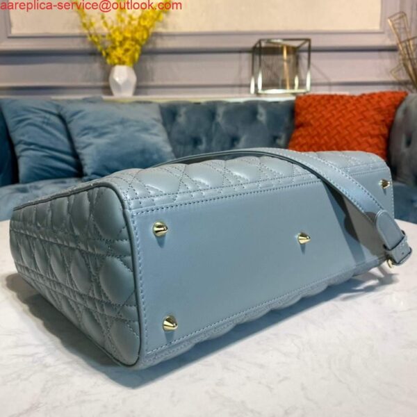 Replica Dior M0566 Large Lady Dior Bag Lake Blue Cannage Lambskin 5