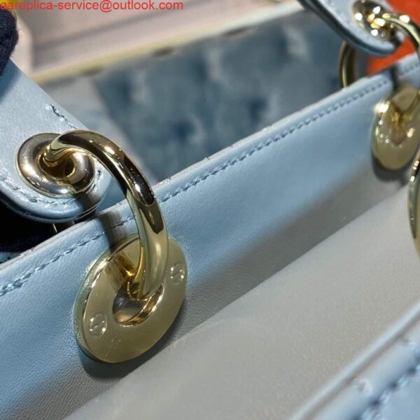 Replica Dior M0566 Large Lady Dior Bag Lake Blue Cannage Lambskin 9