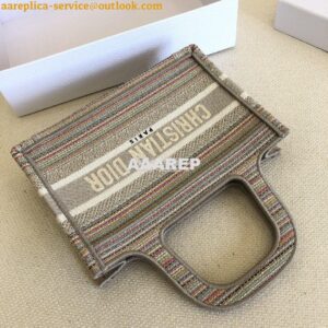 Replica Dior Mini Book Tote S5475 Multicolor Stripes Embroidery 2