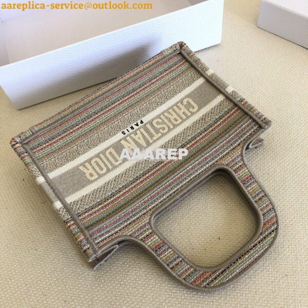 Replica Dior Mini Book Tote S5475 Multicolor Stripes Embroidery 4