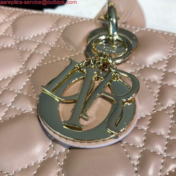 Replica Dior M0566 Large Lady Dior Bag Pink Cannage Lambskin 8