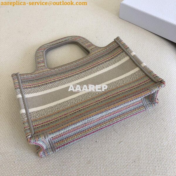 Replica Dior Mini Book Tote S5475 Multicolor Stripes Embroidery 10