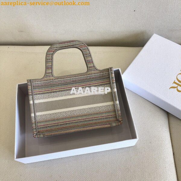 Replica Dior Mini Book Tote S5475 Multicolor Stripes Embroidery 11