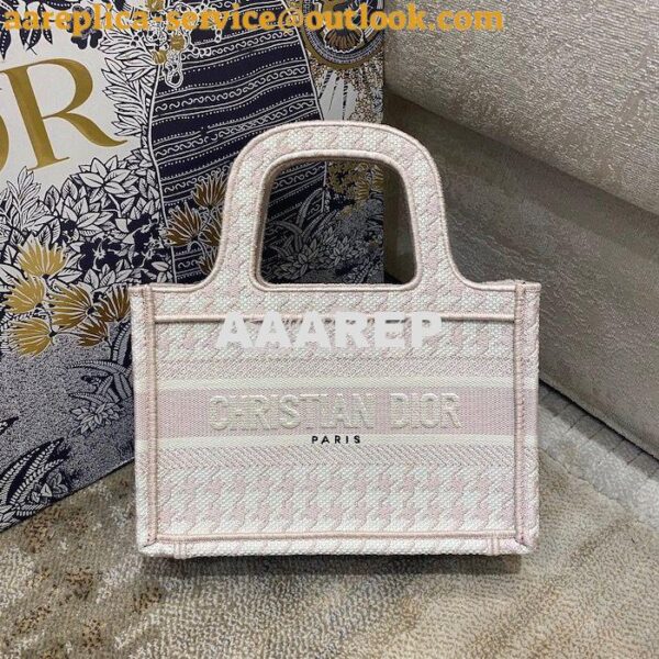 Replica Dior Mini Book Tote S5475 Rose Des Vents Houndstooth Embroider 3