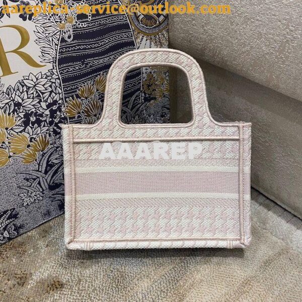 Replica Dior Mini Book Tote S5475 Rose Des Vents Houndstooth Embroider 10