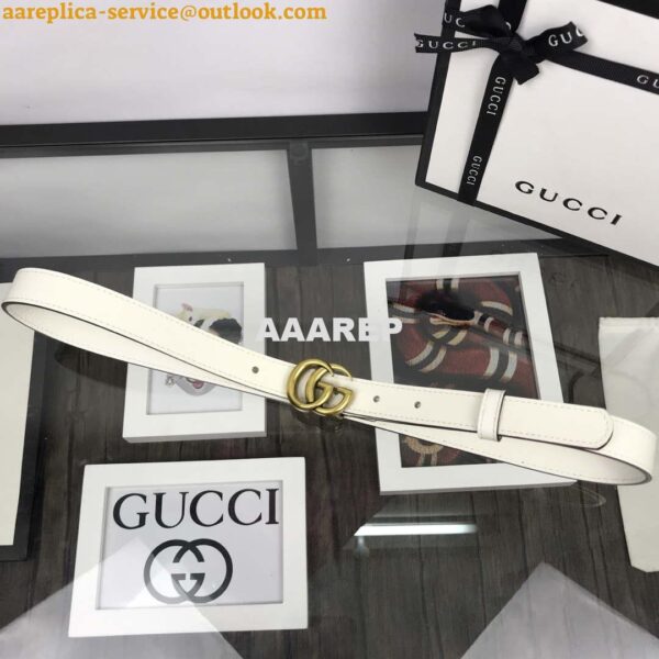 Replica Gucci Women Men's Leather Belt with Double G Buckle 20MM G19168 White 6