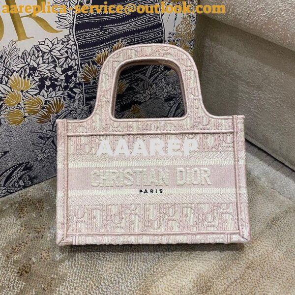 Replica Dior Mini Book Tote S5475 Rose Des Vents Oblique Embroidery 3