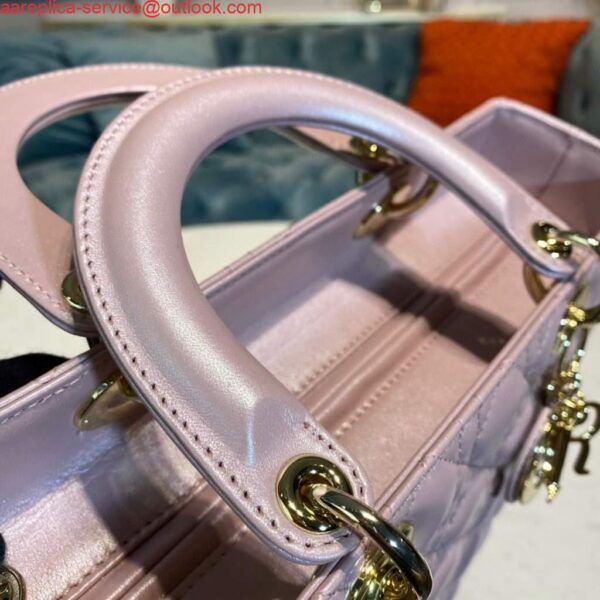 Replica Dior M0566 Large Lady Dior Bag Silver Pink Cannage Lambskin 6