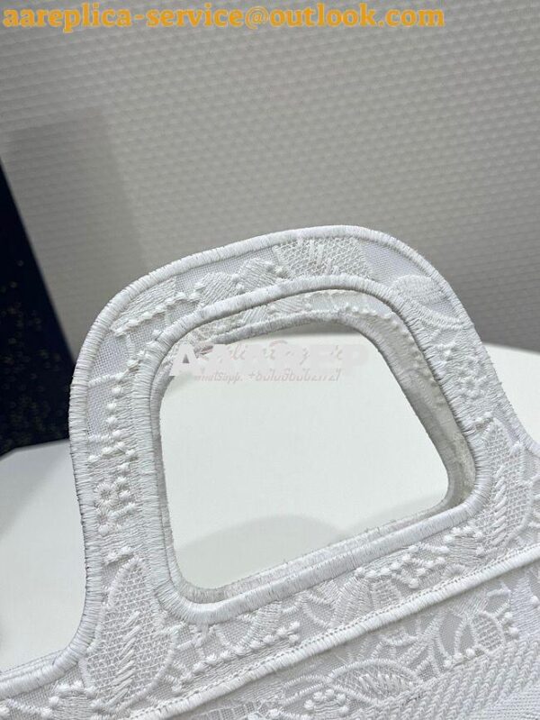 Replica Dior Mini Book Tote S5475 White Multicolor D-Lace Embroidery w 6