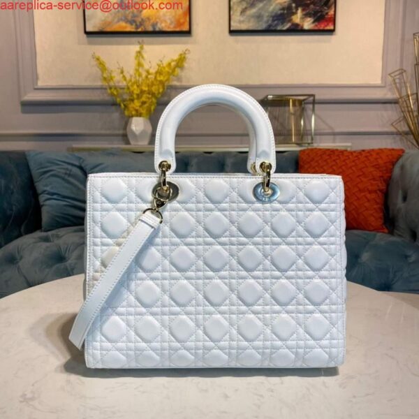 Replica Dior M0566 Large Lady Dior Bag White Cannage Lambskin 4