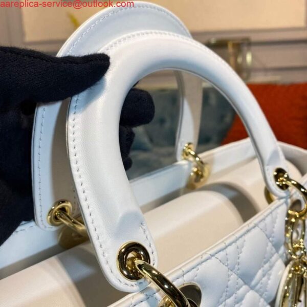 Replica Dior M0566 Large Lady Dior Bag White Cannage Lambskin 6