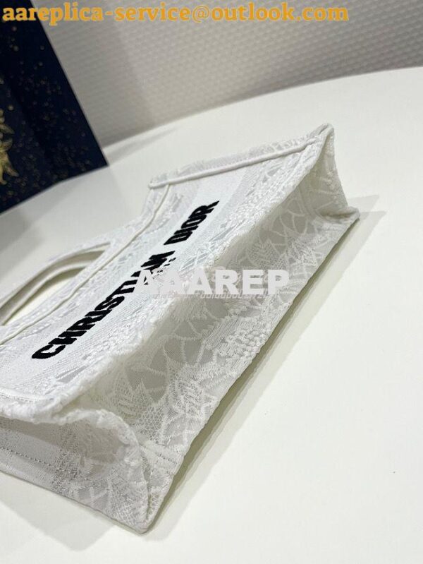 Replica Dior Mini Book Tote S5475 White Multicolor D-Lace Embroidery w 10