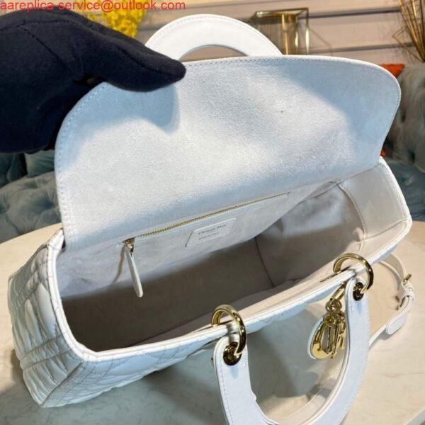 Replica Dior M0566 Large Lady Dior Bag White Cannage Lambskin 10