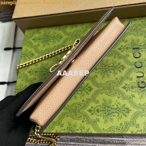 Replica Gucci 746056 Chain Wallet With Interlocking G Python Bow Rose beige 5