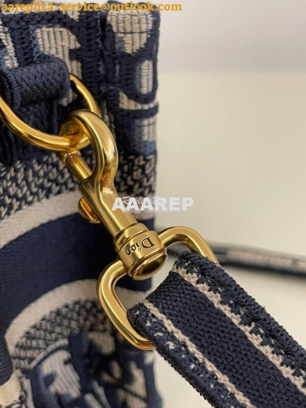 Replica Dior Mini Book Tote With Strap Blue and Beige Oblique Embroide 8