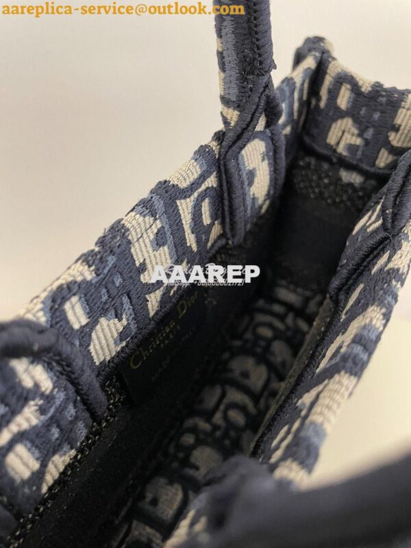 Replica Dior Mini Book Tote With Strap Blue and Beige Oblique Embroide 9
