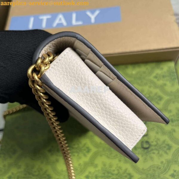 Replica Gucci 746056 Chain Wallet With Interlocking G Python Bow White 4