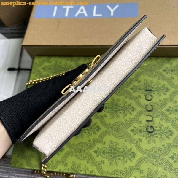 Replica Gucci 746056 Chain Wallet With Interlocking G Python Bow White 5