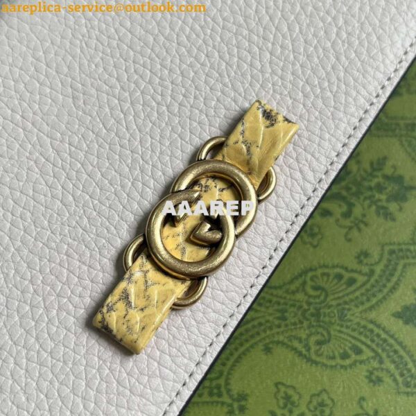 Replica Gucci 746056 Chain Wallet With Interlocking G Python Bow White 6